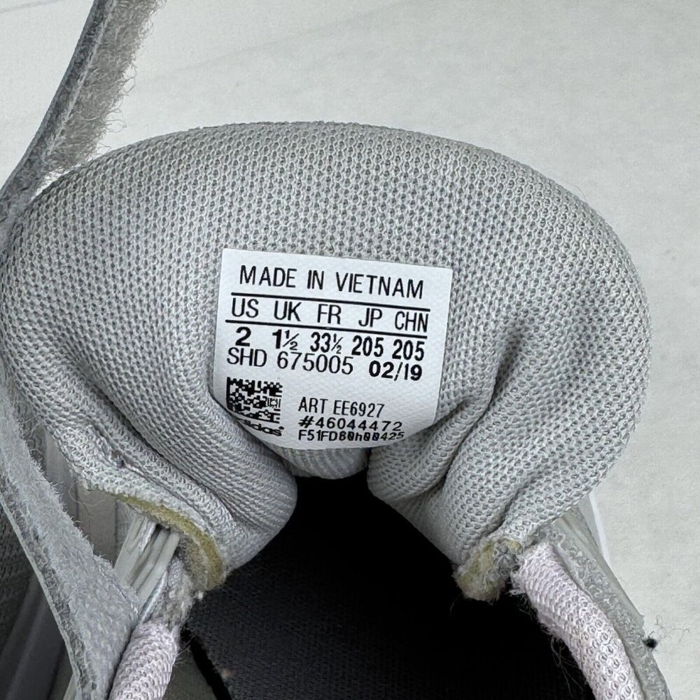 Adidas Cloudfoam Adiwear Sneaker Womens Size 2 Gray Pink White Hook Loop Closure - Picture 8 of 12